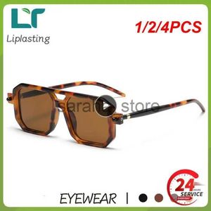 Lunettes de soleil 1/2 / 4pcs rétro Double Bridge pour femmes Lunettes de soleil Fashion Leopard Sun Sunshes Trendy Street Wear Shades Men's Shades UV400 Eyewear J1218