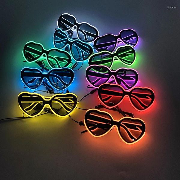 Lunettes de soleil 1 pcs LED lumineux Lunes en forme de cœur brillantes avec des lumières Club Club Costume clignotant néon