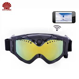 Lunettes de soleil 1080P HD SkiSunglass Goggles Caméra de sport WIFI Double lentille antibuée colorée pour le ski avec application gratuite Surveillance vidéo d'image en direct