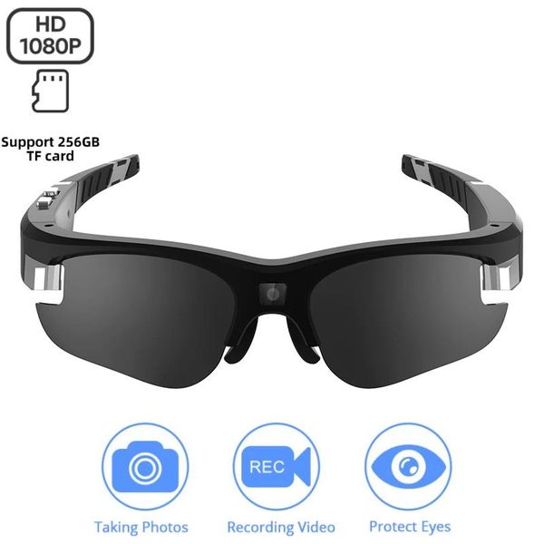Gafas de sol 1080P Mini cámara Gafas de video deportivas Cámara de acción Gafas de sol Actividades al aire libre Bicicleta DVR Micro Cam Soporte Tarjeta TF oculta