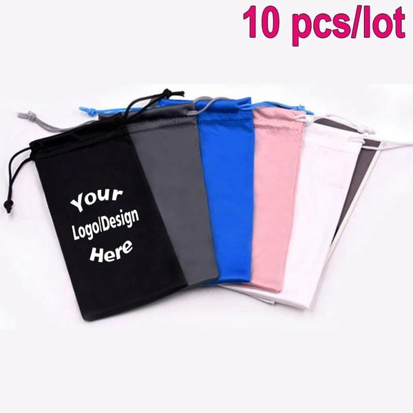 Lunettes de soleil 10 pièces, sac de rangement personnalisé pour lunettes de soleil, sac de rangement avec cordon de serrage, sac cadeau avec impression de votre logo, cadeaux promotionnels.