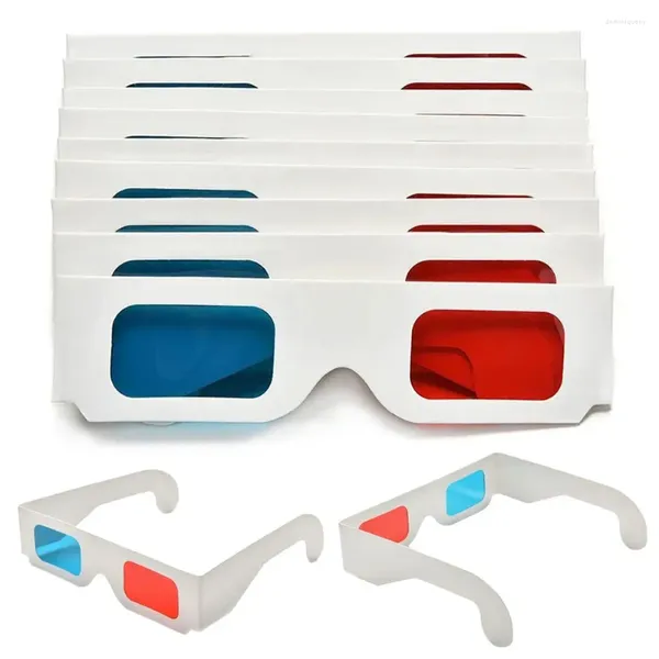 Gafas de sol 10pcs Cyan 3d Gafas Portable TV REAL Cinemas Juego de película Red Blue Gaming Paper