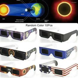 Lunettes de soleil 10 pièces vue directe du soleil lunettes d'éclipse solaire Anti-uv couleur aléatoire ombre de sécurité protège les yeux papier 3D