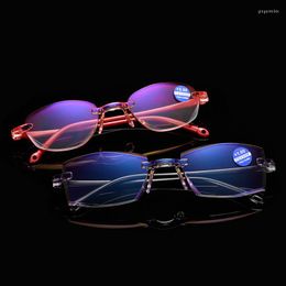 Zonnebril 10 stks/partij Mode Leesbril Vrouwen Mannen Verziend Brillen Vergrootglas Randloze Ultralight Blauw Licht Blokkeren L3