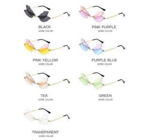 Lunettes de soleil 1pc mode libellule conception unique sans monture vague lunettes de luxe tendance lunettes de soleil étroites pour femmes hommesSunglasses7200347