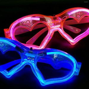 Lunettes de soleil 1PC en forme de coeur lunettes LED néon fête clignotant brillant lumineux nouveauté cadeau lueur lumineuse fournitures de lumière