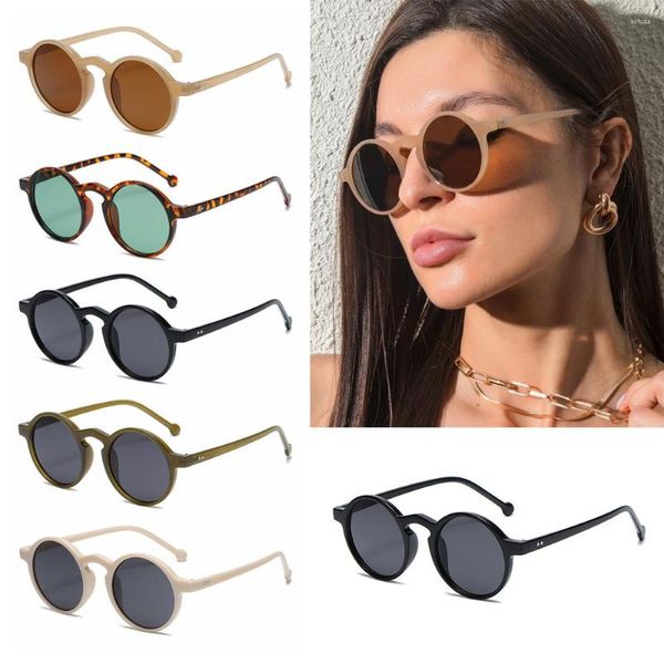 Gafas de sol 1PC Estilo de marco pequeño Diseñador de la marca UV400 Redondo para gafas unisex Gafas de sol vintage Leopardo negro