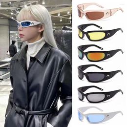 Zonnebril 1 st Trendy Ontworpen Maan Rechthoekige Vrouwen Mannen Outdoor Fietsen Sport UV400 Sunglass Vintage Hip Hop Punk Zonnebril