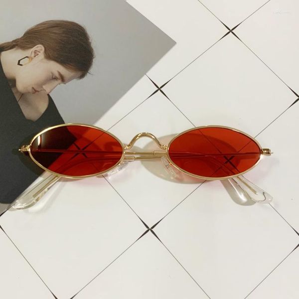 Gafas de sol para mujer, 1 pieza, diseño de moda, estilo Retro, montura pequeña de Metal, gafas ovaladas Vintage, accesorios de ropa