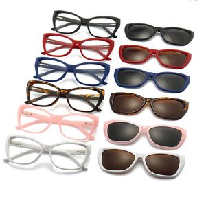 Sonnenbrille 2 in 1 magnetische polarisierte Luxus-Designer-Sonnenbrille für Frauen Clip-on-Linse trendige Cat-Eye-Sonnenbrille Autofahren Blendschutz UV G230223