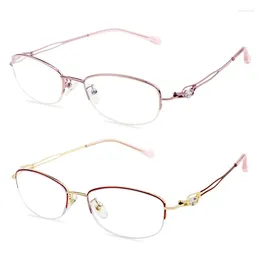 Zonnebrillen, 2 stuks leesbrillen, blauw licht blokkerend, voor vrouwen, vergrotende lezers, glas, anti-UV-brillen, lichtgewicht, stijlvol metalen frame