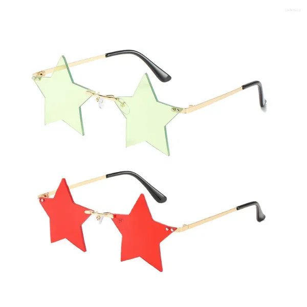 Lunettes de soleil 2 paires de personnalité de fête Star Pentagram Lunettes unisexe sans cadre Aldult drôle PC hommes femmes enfants