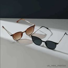 Gafas de sol 2 pares Set pequeñas gafas de sol redondas mujeres lindo flaco ojo de gato gafas hombres vintage estrecho cateye gafas de sol conjunto R230823