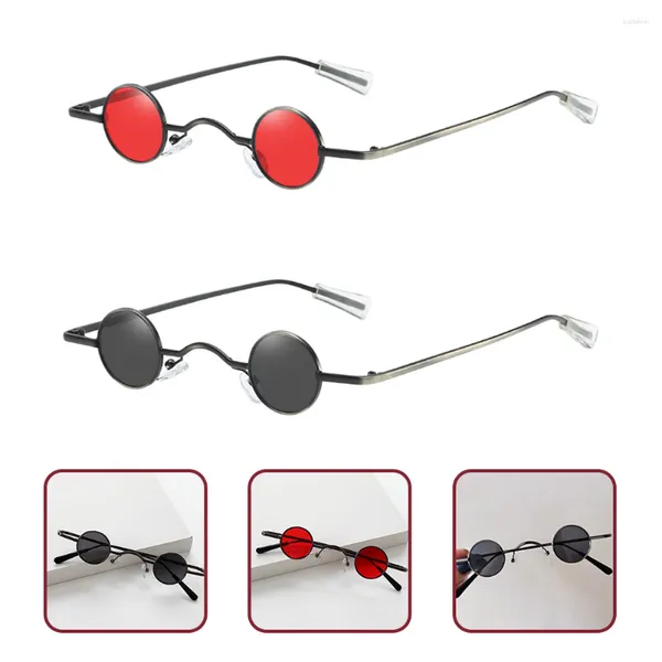 Lunettes de soleil 2 pièces Punk SunWoRound pour hommes Hippie EyeWoRound circulaire à la mode lentille rouge ronde femme