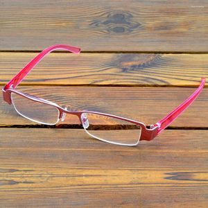 Zonnebrillen 2 stuks rechthoek roze frame hlaf-rim bril bril multi-gecoate anti-fatigue lenzen mode-leesbril 0,75 tot 4