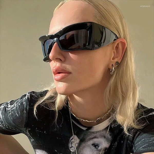 Lunettes de soleil années 2000 esthétique Streetwear Y2k Punk cyclisme lunettes Vintage gothique luxe femmes fête pilote Hippie Sport lunettes