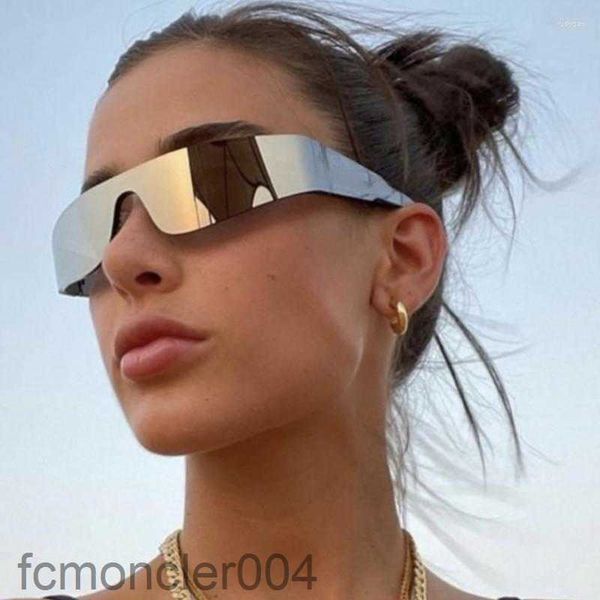 Gafas de sol 2000s Estética Y2k Hombres One Piece Deportes Gafas de sol Mujeres Vintage Wrap Around Shades Moda Punk Goggle Eyewear C9KG