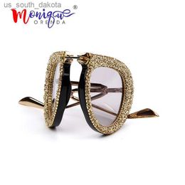 Zonnebrillen 2019 Vouwbare draagbare stijl zonnebril dames luxe merk piloot zonnebril luxe strass rhinestone vintage mannen zonnebril oculos l230523