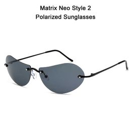 Zonnebrillen 2021 Fashion cool de matrixstijl gepolariseerde zonnebril ultralight rimless Men Driving Brand Design zonnebril ocul P230406