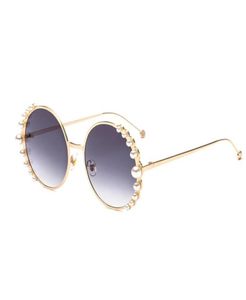 Gafas de sol 2021 Luxury Pearl Women Fashion Metal Marco redondo Diseñador de marca Mirror Sun Glazas UV4005560941