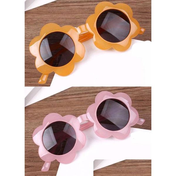 Lunettes de soleil 2021 Ronde Fleur Forme Bébé Rose Jaune Bonbon Couleur Enfants Décoratif Lunettes De Soleil Enfants En Plein Air Lunettes De Soleil 6 Couleurs Garçons Dh6Vy