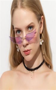 Lunettes de soleil 2021 Wave Cat Eye Femmes Hommes Lunettes de soleil sans monture pour Vintage Metal Shades Angel Wing Lunettes UV4005682259