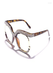 Zonnebril 2022 Retro Vierkante Optische Brilmonturen Mannen Vrouwen Kristal Luxe Clear Lens Brillen Frame Diamond Eyewear8766681