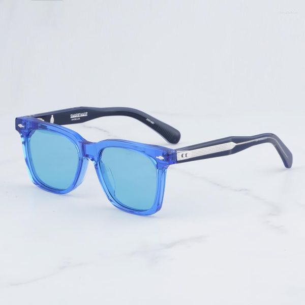 Lunettes de soleil 2023 arrivent lumière luxe Patchwork bleu pour hommes Heribe carré Type haute rue acétate lunettes solaires femmes