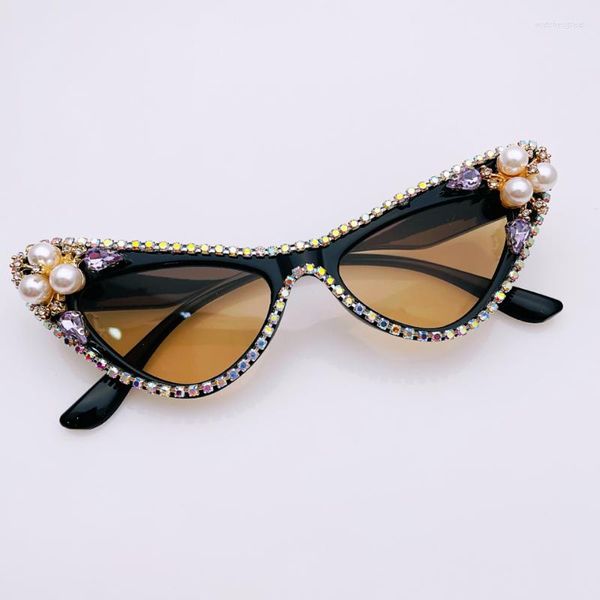 Lunettes de soleil 2023 Baroque oeil de chat cristaux Sexy filles lunettes de soleil strass femmes nuances pour fête Feminino