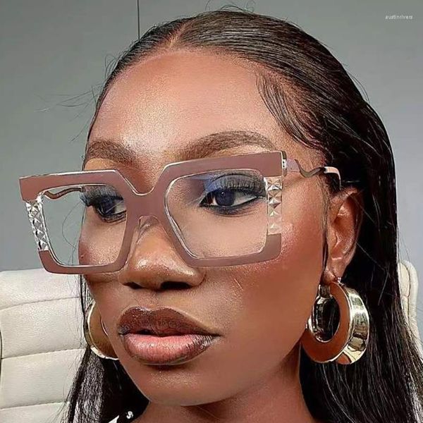 Lunettes de soleil 2023 Box TR90 Anti-lumière bleue Miroir plat Plain Face Street Po Show Monture de lunettes