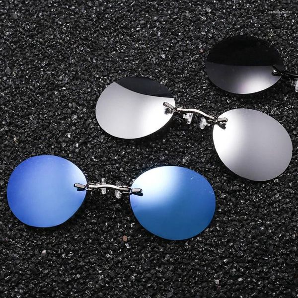 Lunettes de soleil 2023 Clip rond classique sur lunettes Matrix Movie sans monture pour hommes