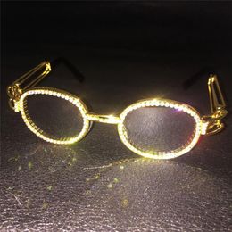 Zonnebril 2023 Diamant hiphop vrouwen mannen mode vintage heldere lens zonnebril luxe dames rond punk nx