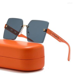 Lunettes de soleil 2023 créateur de mode sans monture femmes pour hommes Vintage lunettes de soleil carrés nuances UV400 lunettes en gros