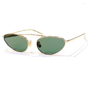 Lunettes de soleil 2023 mode élégant rétro petit ovale miroir lunettes de soleil luxe métal cadre lunettes Drving lunettes UV400