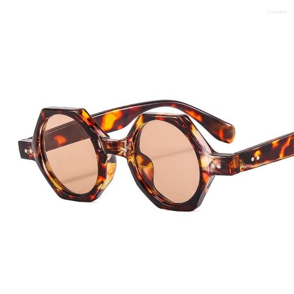 Gafas de sol 2023 moda Oval hexagonal mujeres hombres marco de plástico lentes degradados Vintage fiesta playa estilo leopardo gafas UV400