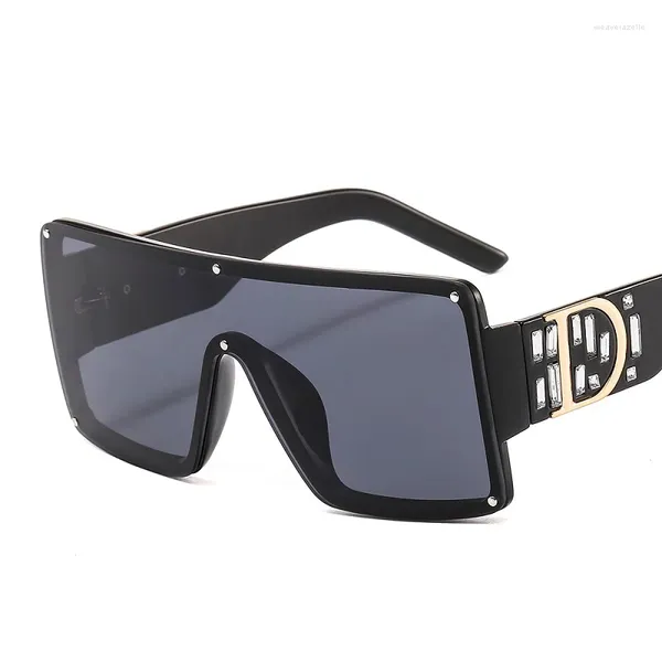 Gafas de sol 2023 Moda Cuadrado Hombres Mujeres Escudo Goggle Gradientes Lente D Logo Marco Diseñador Gafas de sol UV400