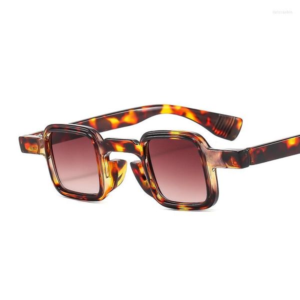 Gafas de sol 2023 cuadradas a la moda para hombres y mujeres, lentes con gradientes de tipo delgado, marco de PC, Vintage, informales, de leopardo, de lujo, UV400