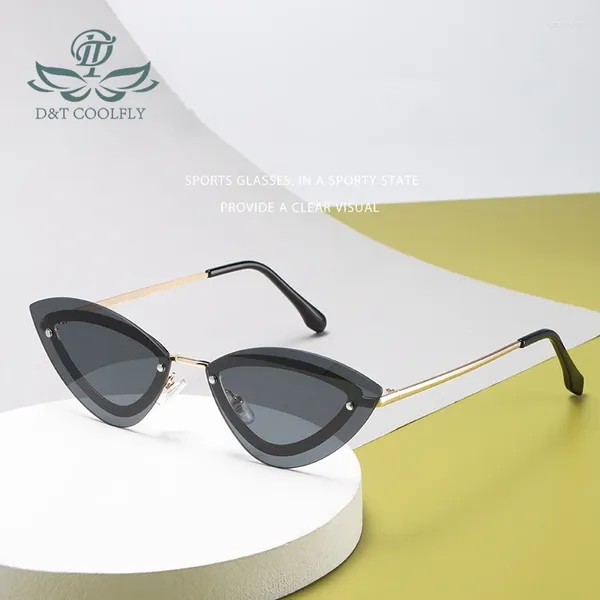 Gafas de sol 2023 Moda Triángulo Mujeres Hombres Gradientes PC Lente Metal Aleación Marco Diseñador Cat Eye Eyewear UV400