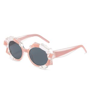 Lunettes de soleil 2023 mode Unique irrégulière ovale femmes rose bleu strass lunettes nuances tendance hommes coloré lunettes de soleil UV400