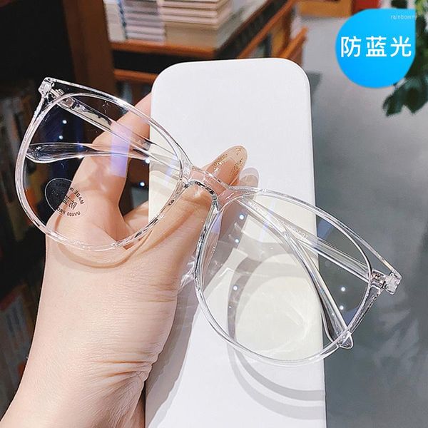 Lunettes de soleil 2023 mode unisexe Transparent cadre Vintage lunettes rondes grand Anti Blue-Ray plaine pour femmes hommes