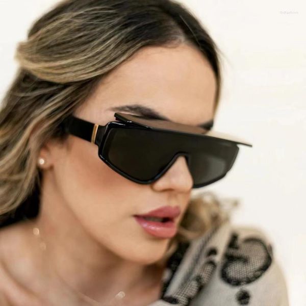 Gafas de sol 2023 Fashionpunk Sports Women Brand Designer Y2K One Piece Gafas de sol Luxury Men Goggle Shades Uv400 Lagre Eyewear