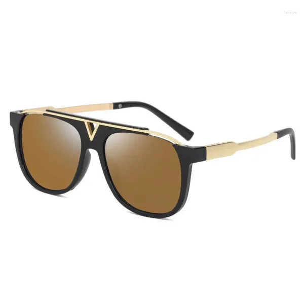 Gafas de sol 2023 Hombres Moda Cuadrado Mujeres Conducción Retro Al aire libre Flat Top Gafas de sol Diseño de marca Estilo Steampunk UV400