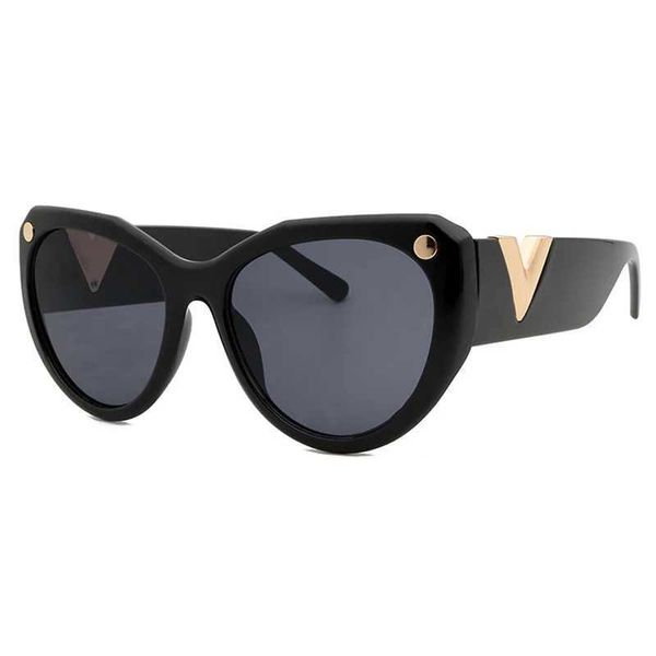 Lunettes de soleil 2023 Nouvelle marque de luxe Black Extra Large Shadow la Rifine Design Sunglasses Fashion V Cat Eye Sunglasses UV400 J0423