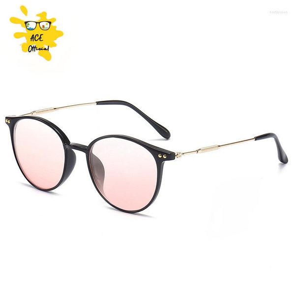 Gafas de sol 2023, gafas con gradiente de rubor rosa, gafas decorativas redondas a la moda para mujer, gafas de estilo coreano bonito para niña, gafas