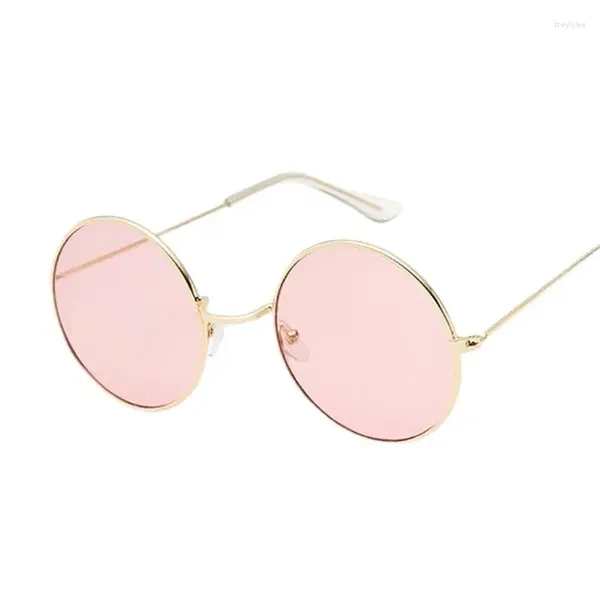 Gafas de sol 2023 Retro Redondo Rosa Mujer Marca Diseñador Gafas de sol para aleación Espejo Mujer Negro