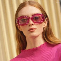 Lunettes de soleil 2023 Rétro Carré Y2K Pour Femmes Hommes Luxe Mode Bonbon Couleur Rose Rose Punk Sun Shades Lunettes Dames Lunettes UV400