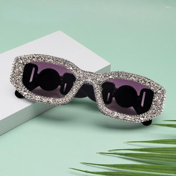 Lunettes de soleil 2023 carré lunettes de soleil femme plein air Shopping nuances diamant conduite lunettes rétro tête ovale