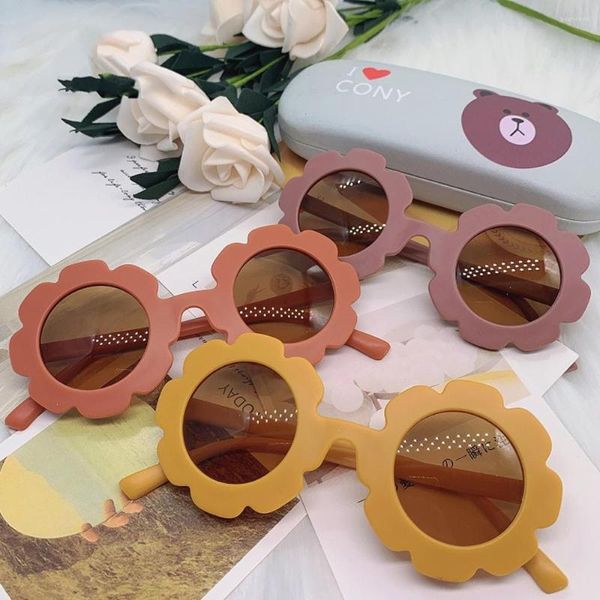 Lunettes de soleil 2023 soleil fleur ronde mignon enfants UV400 pour garçon filles enfant en bas âge belle bébé lunettes enfants