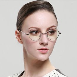 Lunettes de soleil 2023 minuscule ronde ordinateur lunettes cadre femmes rayons rayonnement optique lunettes cadres métal unisexe Anti lumière bleue hommes