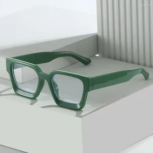 Gafas de sol 2024 Caja Borde grueso Marco de gafas Moda europea y americana INS Gafas Retro Tendencia Anti Luz Azul Espejo plano